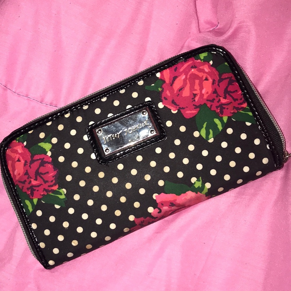 Betsy Johnson wallet roses & pokadots